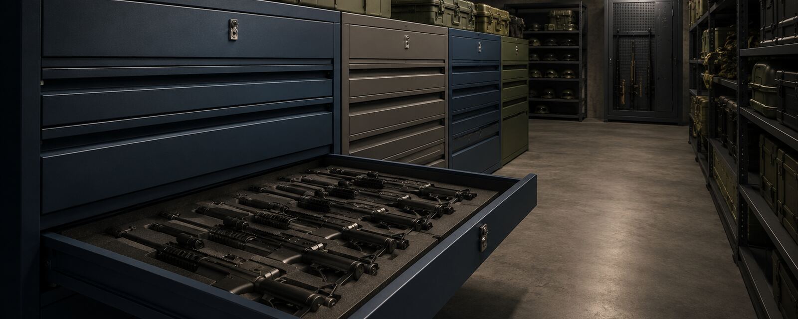 Military weapons storage room